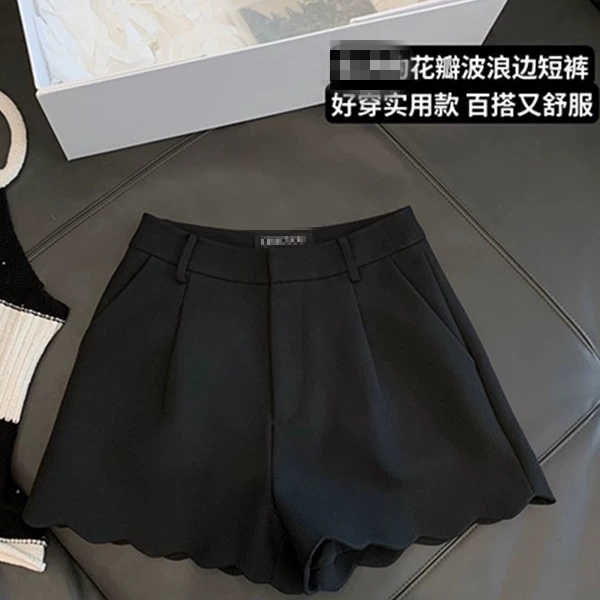 2025年新款高腰直筒花瓣边短裤显瘦百搭气质休闲裤裤子女