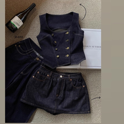 【古着航海家】 系列大主推!双狮浮雕扣锁色牛仔套装