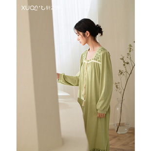 睡裙女款秋季长袖时尚高级感甜美休闲可外穿长款睡衣连衣裙春秋款