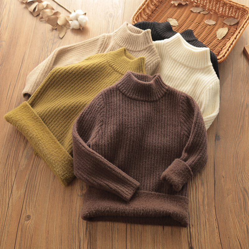 童装2025秋冬季新款加厚针织打底衫男童女童洋气半高领毛衣中大童