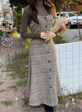 秋冬大码胖妹妹修身吊带打底裙