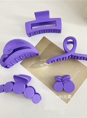 长春花蓝抓夹日韩百搭新款鲨鱼夹子紫色发夹后脑勺网红气质女发卡
