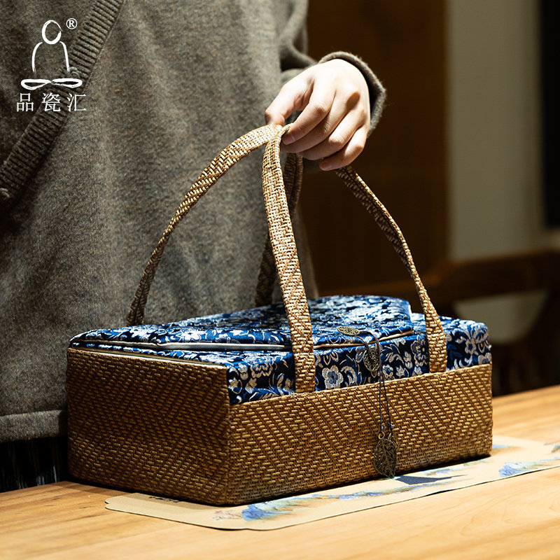 品瓷汇藤编布艺旅行茶具收纳包手提袋防震一壶六杯茶艺户外便携包,餐饮具,茶道/零配,淘宝优惠券,粉丝福利购,淘宝优惠卷