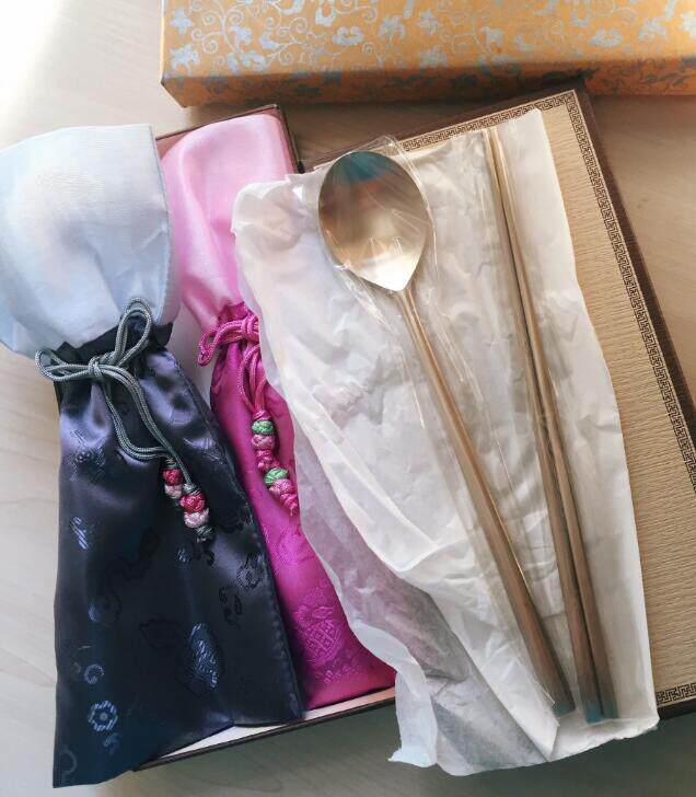 韩国代购*手工黄铜夫妻勺叉套装*餐具结婚礼物ck651