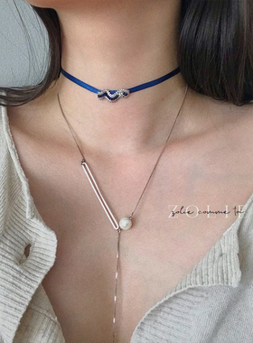 choker超仙浪漫星河蓝色锁骨链