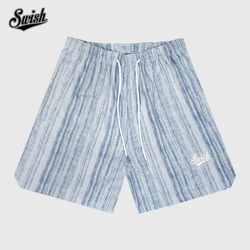SWISH渐变条纹美式复古牛仔短裤