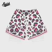 THE 豹纹假两件篮球训练健身运动短裤 BALL 美式 三四分 SWISH