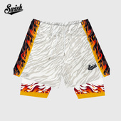 THE BALL IN火焰假两件速干美式 SWISH 篮球健身运动短裤 三四分