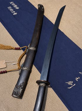 龙泉宝剑厂清刀柳叶刀铜装清腰刀花纹钢官刀宝刀明雁翎刀未开刃