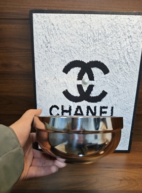 A70-外贸食品级316不锈钢双层隔热防烫铂银不锈钢银碗18cm