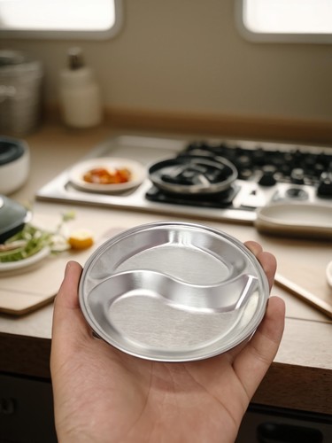 A49-出口外贸316不锈钢圆形分格碟子韩式餐具酱料碟味碟12cm2个装
