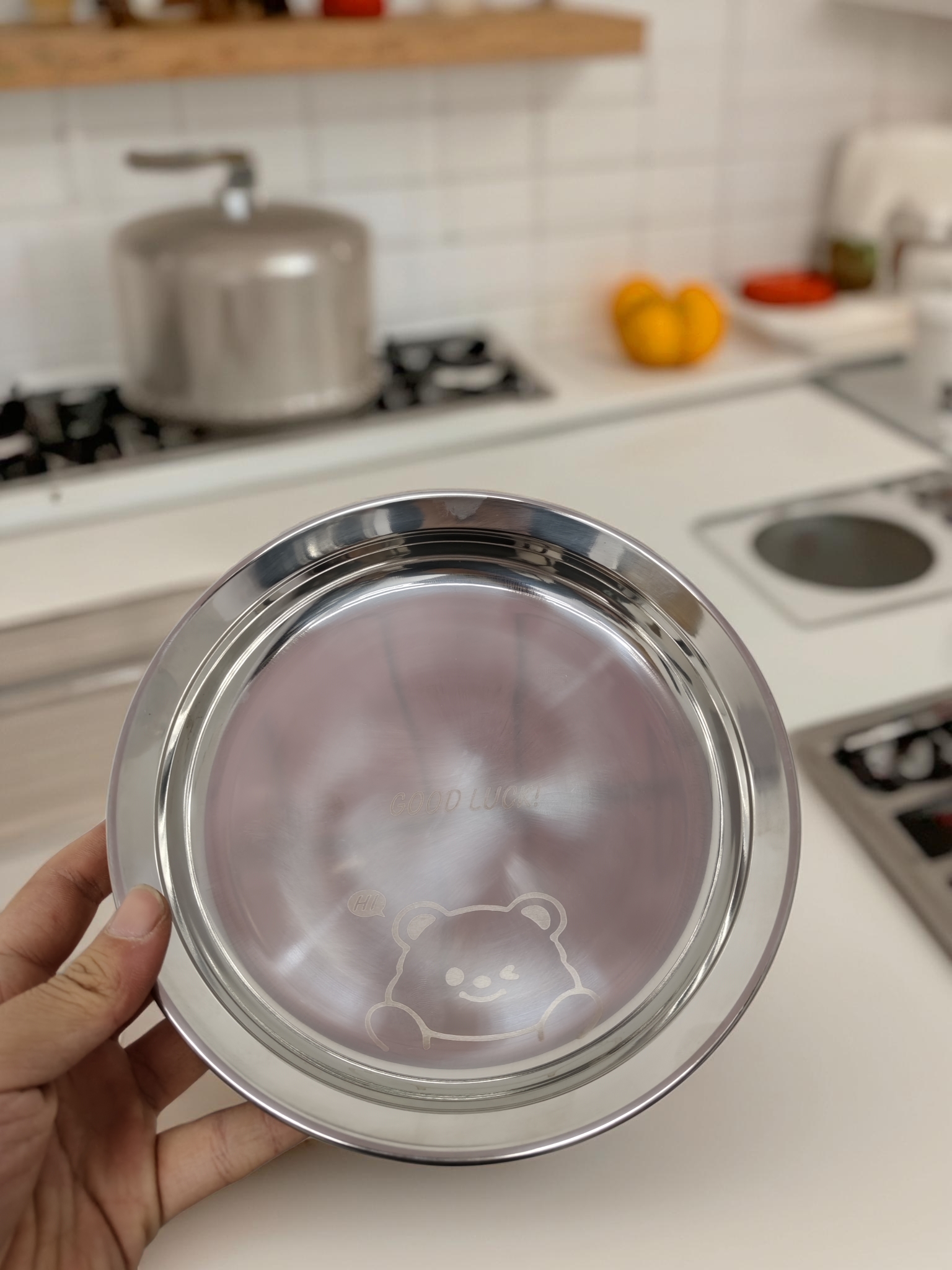 N6不锈钢18/10小熊餐盘2个装20cm深度3cm