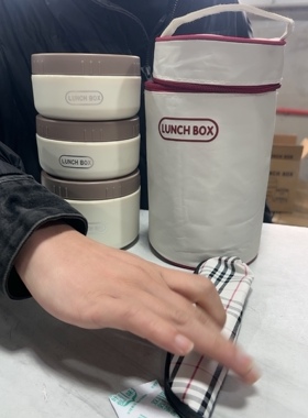 A213-三件套保温饭盒咖色