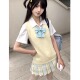 胖MM大码 背心学院风叠穿上衣女柚月jk格裙套装 夏季 JK纯色马甲无袖