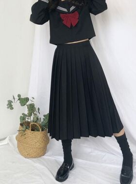 胖MM200斤特大码黑三本JK制服裙基础款水手服长袖衬衫学生班服