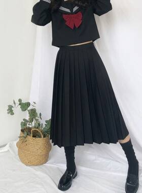 胖MM200斤特大码黑三本JK制服裙基础款水手服长袖衬衫学生班服