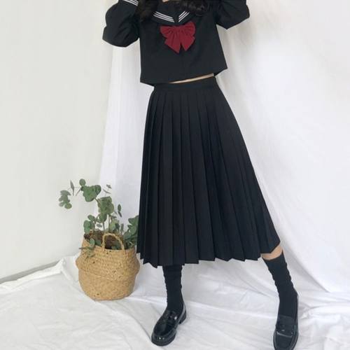 胖MM200斤特大码黑三本JK制服裙基础款水手服长袖衬衫学生班服