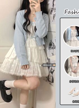 胖MM200斤特大码套装女夏季新款芭蕾风蛋糕裙短款公主裙两件套