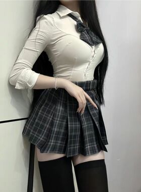 胖MM200斤特大码jk制服上衣日系纯欲风长袖衬衫学生衬衣收腰显胸