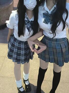 胖MM大码jk制服收腰衬衫短袖夏季新款学院风修身显瘦白色辣妹上衣