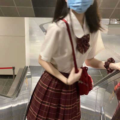 胖MM200斤特大码甜美女友沙华jk制服格裙半身裙学院风短袖衬衫女