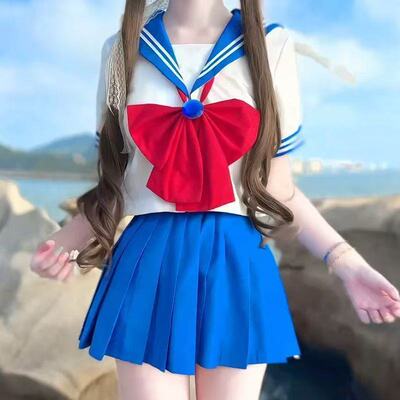 胖MM大码bodyline美少女战士镶钻蝴蝶结六款色jk水手服制服套装夏