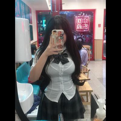 胖MM200斤特大码jk制服辣妹收腰短袖衬衫女学院风衬衣纯欲风套装