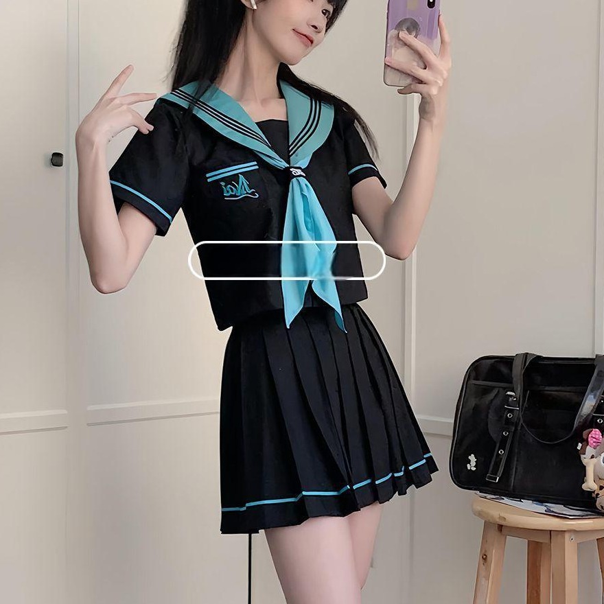 胖MM大码【青本绘】日系JK制服夏季新品初音感COS水手服短袖套装