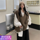 套装 大码 胖妹妹mm马甲背心学院慵懒风复古宽松针织毛衣搭配衬衫 女