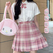 日系半身裙女百褶裙学生学院风两件套装 长袖 JK制服裙夏季 胖MM大码