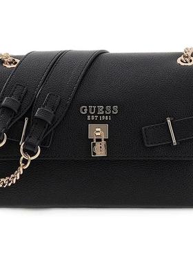 代购GUESS女士斜挎包可调节肩带多用途携带翻盖闭合轻便携黑色