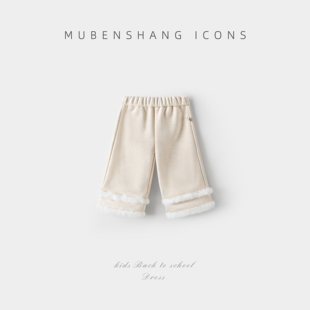 木本尚女童冬装裤子2025新款宝宝加绒加厚中国风长裤松紧腰保暖