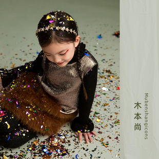 木本尚女童冬装公主裙2026新款宝宝连衣裙圣诞节礼服夹棉加厚裙子