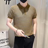 A135-77064男士PL领春夏秋针织短袖冰丝短袖镂空凉爽P58控85，男装T恤，电商A135（原星座819）