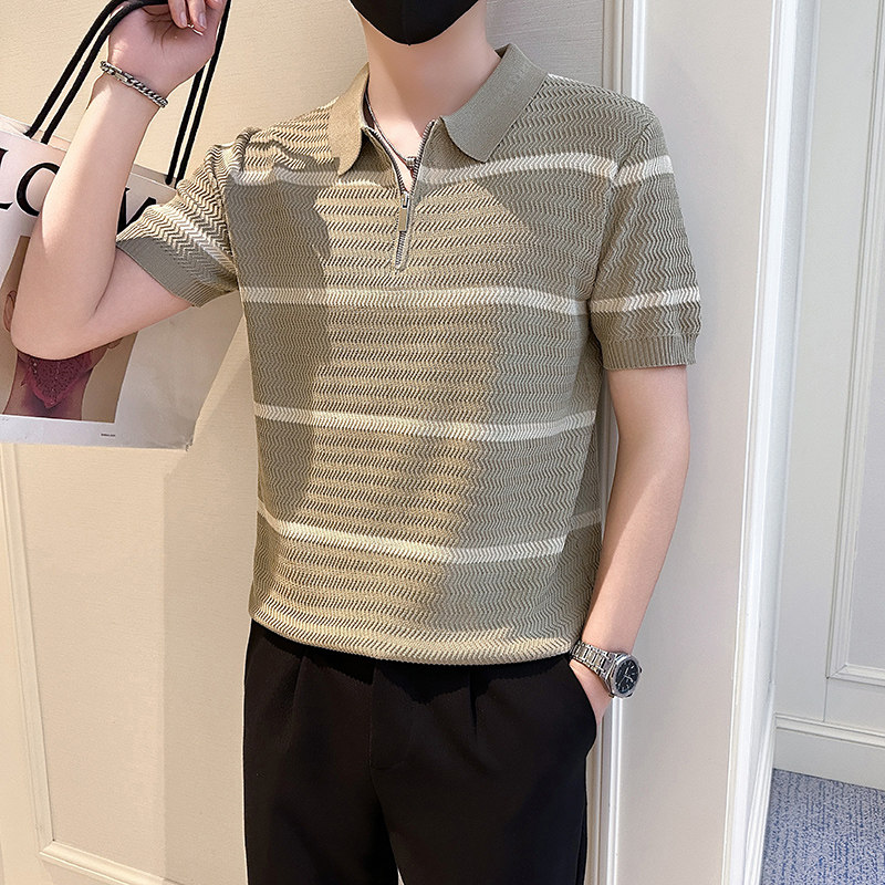 A135-6182男士PL领春夏秋针织短袖冰丝短袖P55控78,男装T恤,电商A135（原星座819）