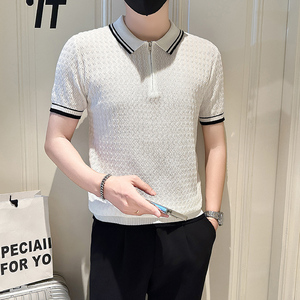 A135-6129 男士PL领春夏秋针织短袖 冰丝短袖 P55控78图片