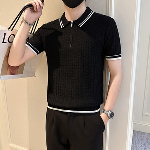 A135-6129 男士PL领春夏秋针织短袖 冰丝短袖 P55控78图片