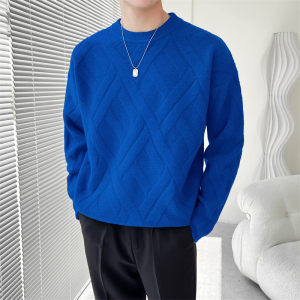 9901秋潮男宽松毛线衣男士舒适扎染纯色花纹毛衣高品质 P68控89图片