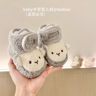 新生婴儿鞋 12个月宝宝加厚保暖不掉跟加绒棉鞋 子3 靴子 冬季