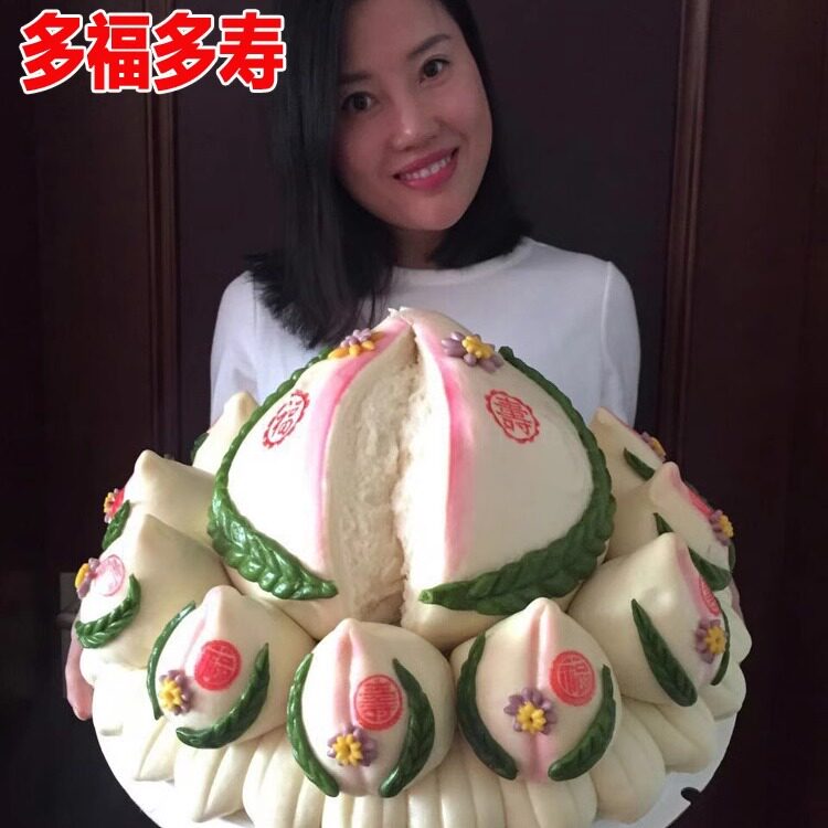 花饽饽老人生日寿桃蛋糕供品馒头图片