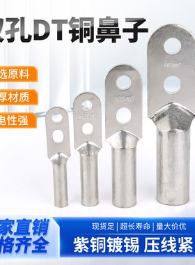 华一牌 双孔铜鼻子DT25 95 240 紫铜镀锡 双孔线耳 电缆铜接头