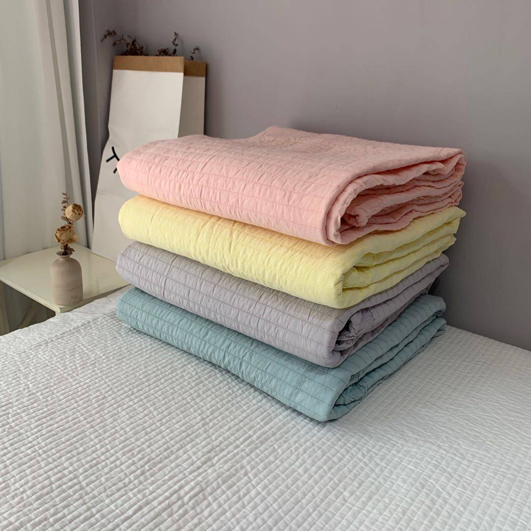 韩式砂洗纯棉柔软纯色绗缝床单床盖夏凉被空调被单件三件套,床上用品,床盖,淘宝优惠券,粉丝福利购,淘宝优惠卷