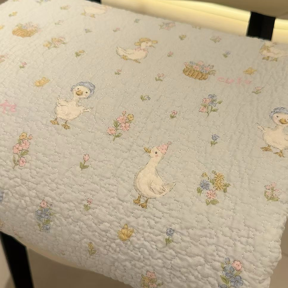 韩系卡通可爱纯棉床盖 碎花绗缝床单 柔软亲肤床品