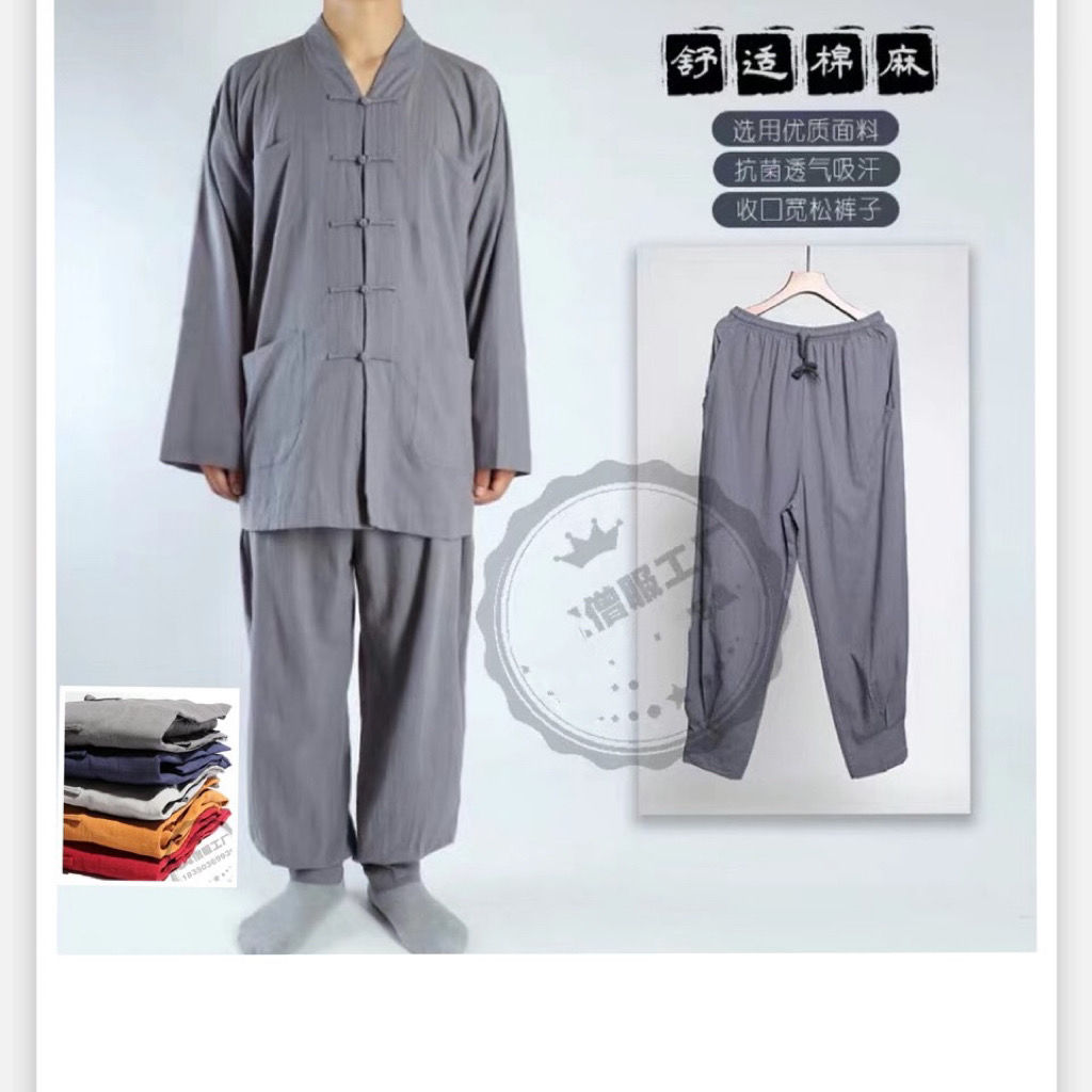 僧服新款棉麻免绑腿短褂和尚服收口裤套装出家师父小褂秋天僧衣了