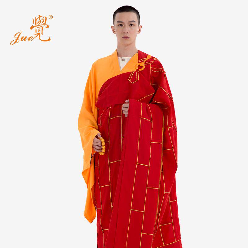 特卖觉牌僧服金边祖衣僧衣袈裟红色木兰色僧服装法衣唐僧搭衣配木