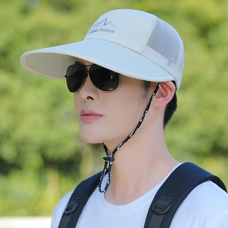 防晒帽子一体男士夏季新款抗紫外线遮阳面罩户外登山钓鱼帽太阳帽