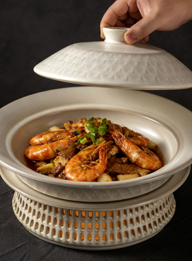 蜡烛加热明炉餐具酒店专用保温热菜汤盘饭店明档菜私房菜盘子带盖