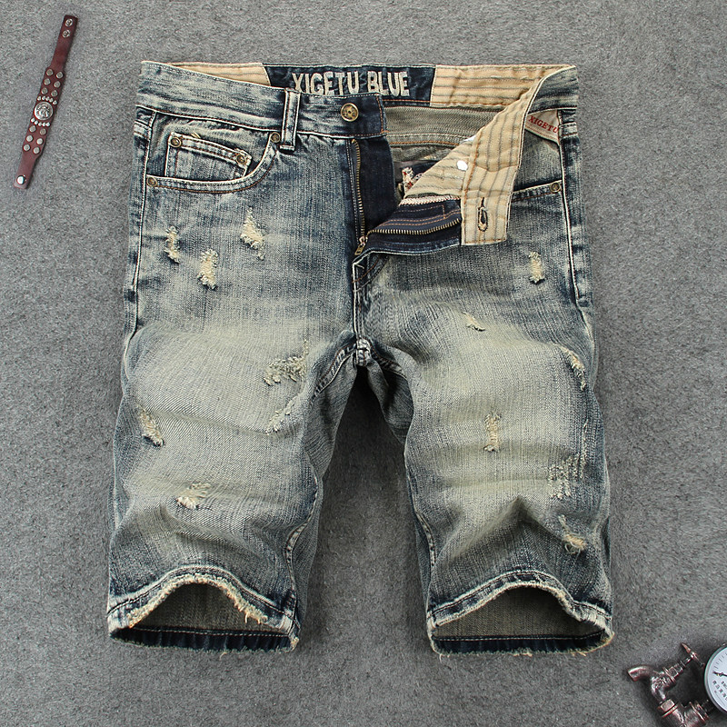 xigetu复古洗水做旧宽松牛仔短裤男破洞五分裤个性修身牛仔中裤潮在类目 男装, 牛仔裤中 - 来自Buy2taobao.com提供专业的淘宝代购服务