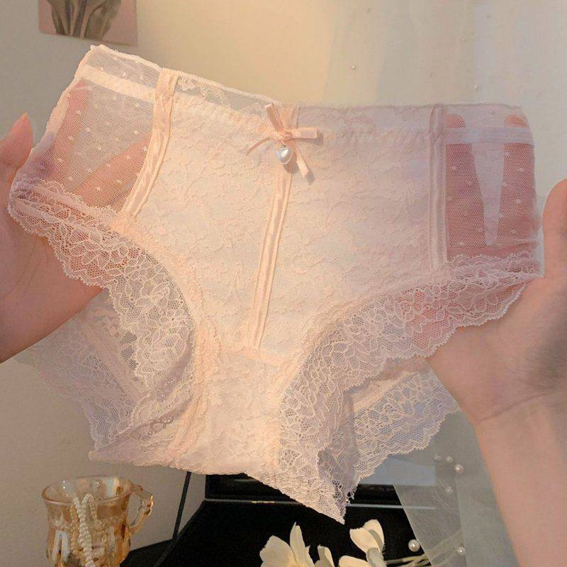 花影雾纱~女生日系纯欲风镂空蕾丝中腰内裤女2025新款夏薄款批发