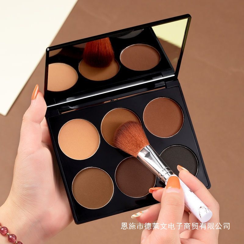 修容粉高光粉提亮阴影粉眼影鼻影侧影粉防水珠光六色修容盘欧美妆
